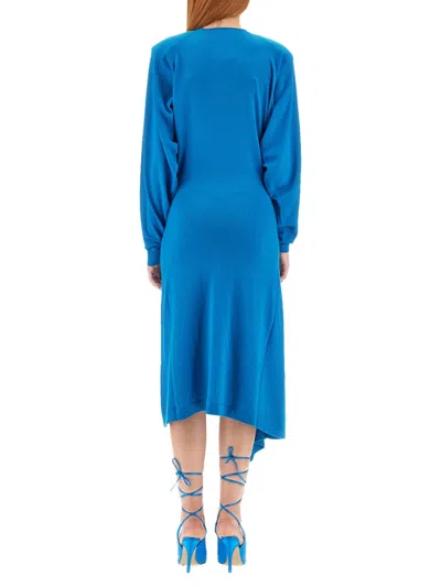 Attico Atwell Wool Wrap Dress In Blue