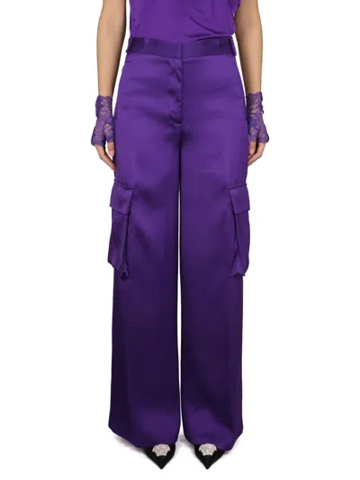 Versace Duchesse Viscose Informal Wide-leg Cargo Pant In Purple