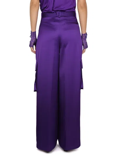 Versace Duchesse Viscose Informal Wide-leg Cargo Pant In Purple