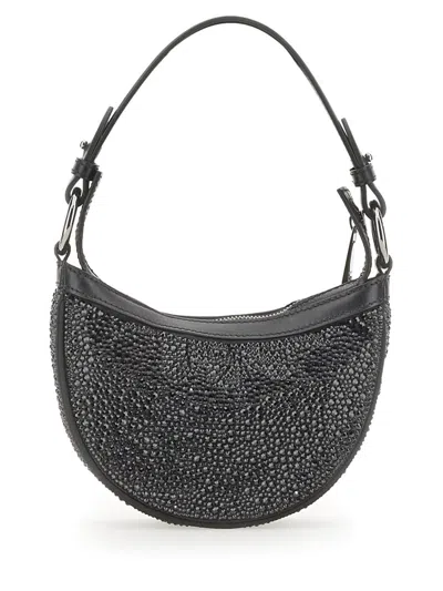 Versace Women Mini Hobo Bag With Crystals In Black
