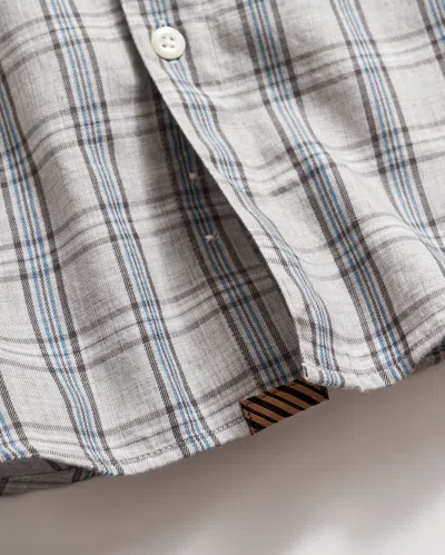 Billy Reid Melange Plaid John T Shirt In Light Grey Melange