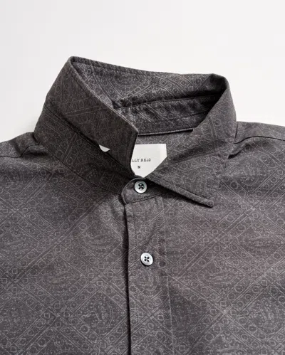 Billy Reid Paisley Melange Cedar Shirt In Asphalt