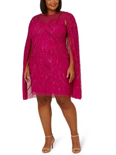 ADRIANNA PAPELL PLUS WOMENS BEADED SEQUIN COCKTAIL AND PARTY DRESS 