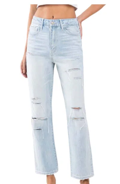 Vervet By Flying Monkey Super High Rise Distressed Ankle Jeans In Light Wash In Blue