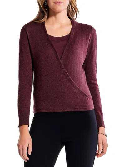 Nic + Zoe Womens Heathered Open Front Cardigan Sweater In Brown