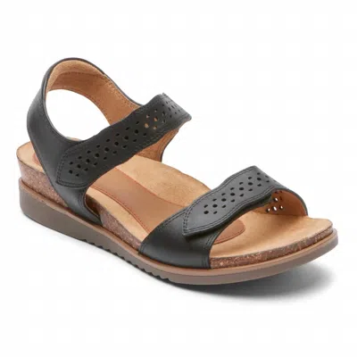 Cobb Hill Women's May Wave Strap Sandal - Extra Wide Width In Black In Black