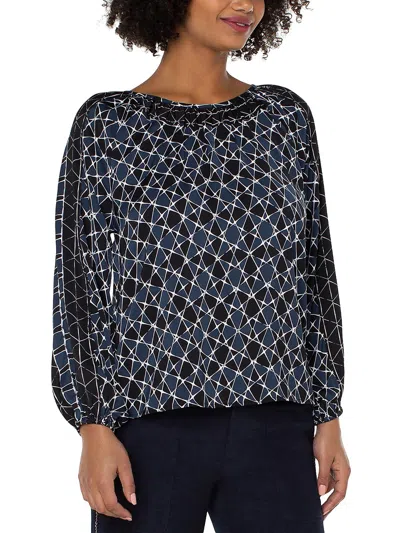 Liverpool Womens Shirred Printed Blouse In Multi