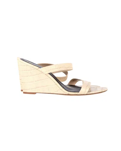 Diane Von Furstenberg Vivienne Croc-effect Wedge Sandals In Beige Leather In Beige
