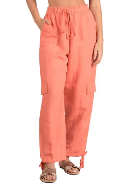 Elan Drawstring Cargo Pants In Coral In Pink