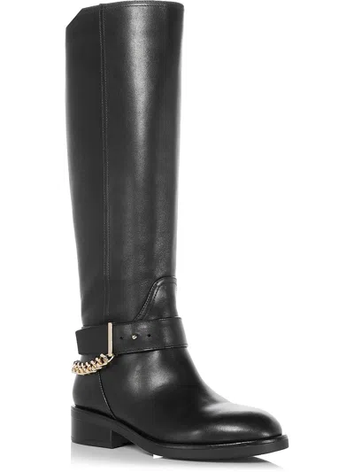 AQUA RILEY WOMENS LEATHER ROUND TOE KNEE-HIGH BOOTS 