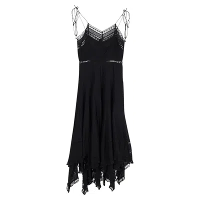 Zimmermann Bowie Sleeveless Handkerchief Hem Dress In Black Cotton In Black