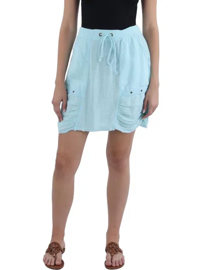 Xcvi Leland Womens Linen Short Mini Skirt In Blue