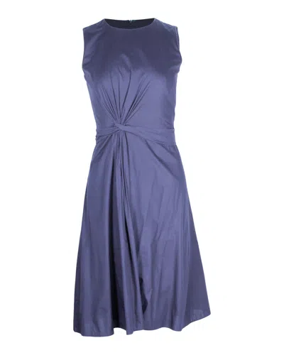 Hugo Boss Boss Digiana Front Twist A-line Dress In Navy Blue Cotton In Blue