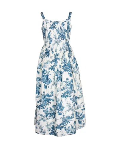 Loveshackfancy Majory Midi Frock Dress In Floral Print Cotton In Multi