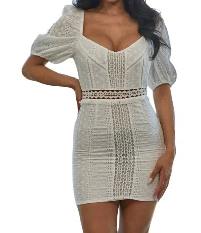 The Vintage Shop Tie The Knot Eyelet Lace Mini Dress In White In White