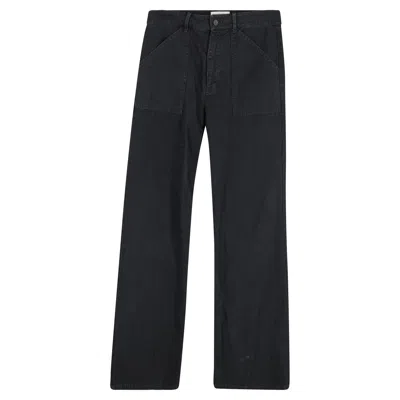 Nili Lotan Quentin Wide Leg Jeans In Black Cotton In Black