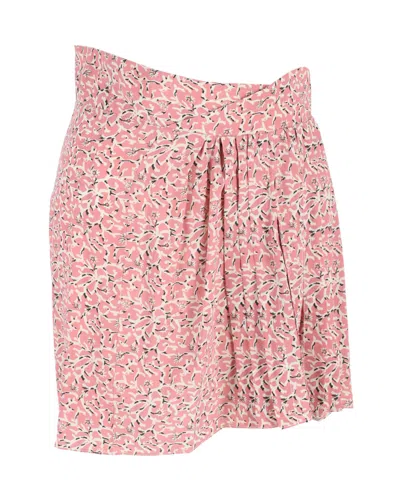 Isabel Marant Pleated Mini Skirt In Pink Silk In Pink