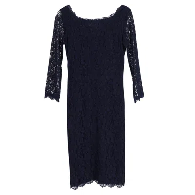 Diane Von Furstenberg Zarita Lace Mini Dress In Navy Blue Rayon In Blue
