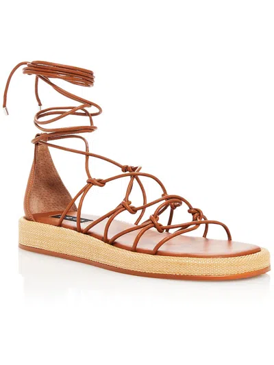 AQUA EMIL WOMENS LEATHER STRAPPY GLADIATOR SANDALS 