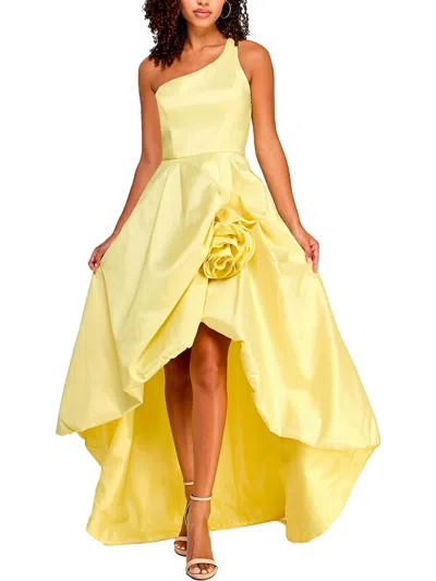 Violet Weekend Juniors Womens One Shoulder Rosette Evening Dress In Multi