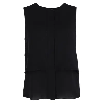 Theory Black Crewneck Top With Ruched Details On The Front In Black