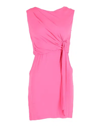 Diane Von Furstenberg Draped Front Tie Detail Dress In Pink Silk In Pink