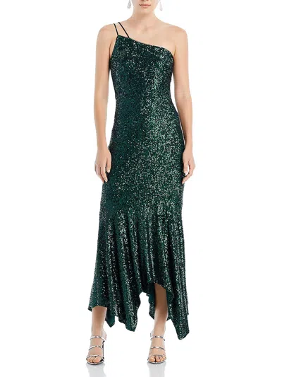 AQUA WOMENS SEQUINED ONE-SHOULDER COCKTAIL AND PARTY DRESS 