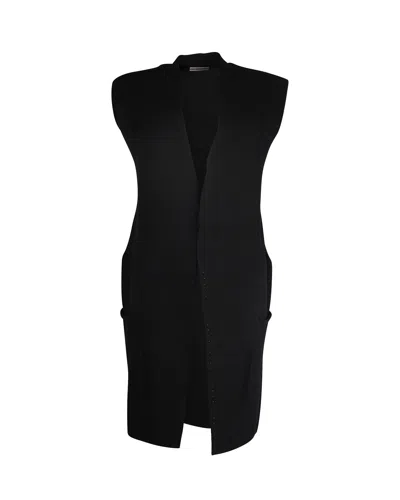 Rick Owens Long Sleeveless Coat In Black Cotton In Black