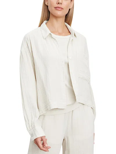VELVET BY GRAHAM & SPENCER WOMENS OFFICE COLLAR BUTTON-DOWN TOP 