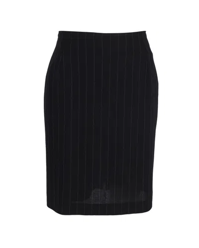 Max Mara Striped Knee-length Skirt In Black Cotton In Black