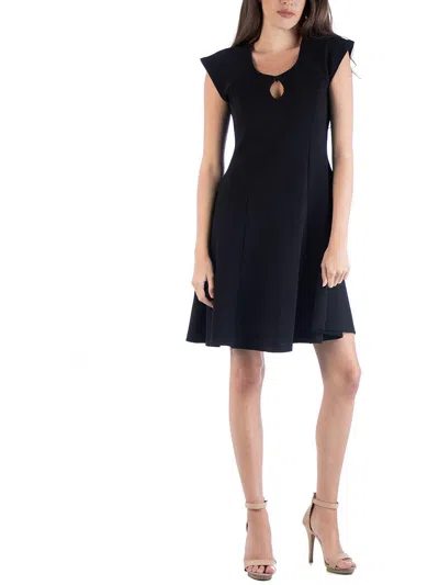 24seven Comfort Apparel Maternity Dress With Keyhole Neck In Black