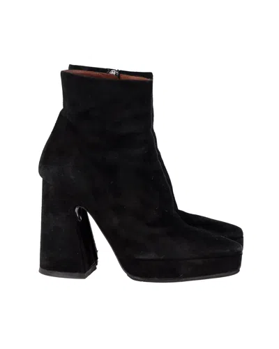 PROENZA SCHOULER BLOCK HEEL PLATFORM BOOTS IN BLACK SUEDE 