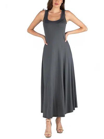 24seven Comfort Apparel Maternity Slim Fit A-line Sleeveless Maxi Dress In Pink