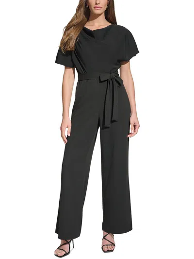 DKNY WOMENS RUCHED COWL NECK JUMPSUIT 