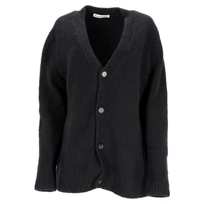 Acne Studios V-neck Buttoned Cardigan In Black Wool In Black