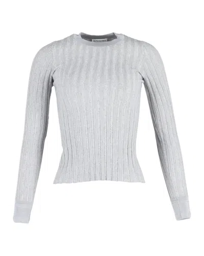 Altuzarra Fitted Ribbed Long Sleeve Sweater In Grey Wool In Grey