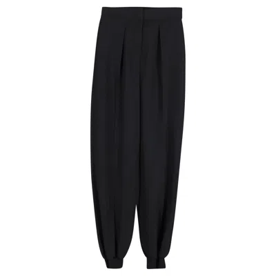 Stella Mccartney Pleated Tapered Trousers In Black Wool In Black