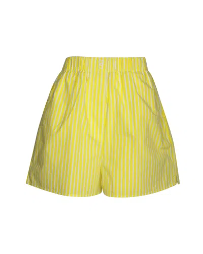 The Frankie Shop Lui Striped Shorts In Yellow Cotton In Yellow