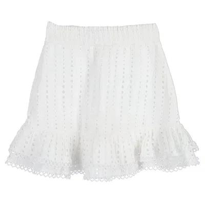 Charo Ruiz Ruffle Mini Skirt In White Embroidered Cotton In White