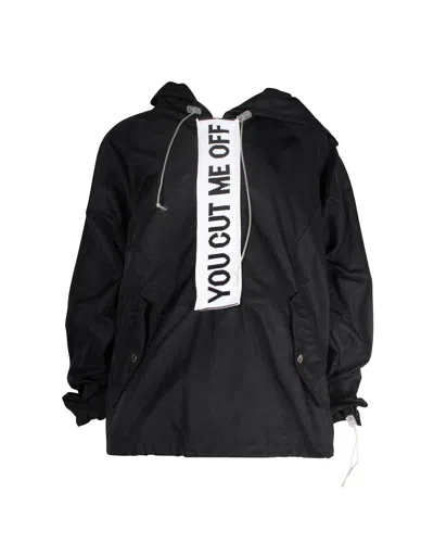 Off-white Anorak 'you Cut Me Off' Hooded Jacket In Black Nylon In Black