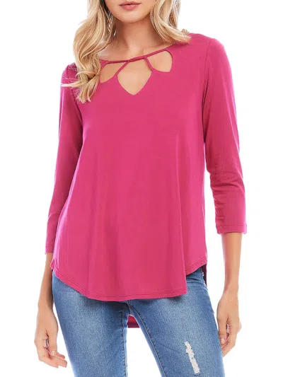 Karen Kane Cut-out Shirttail Tee In Raspberry In Multi