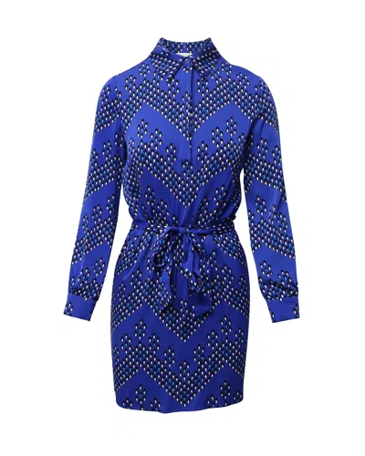 Diane Von Furstenberg Patterned Wrap Dress In Electric Blue Silk In Blue