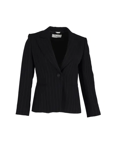 Max Mara Pianoforte Striped Blazer In Black Polyester In Black