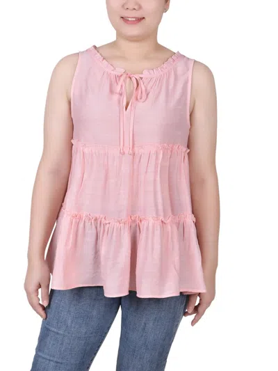 Ny Collection Petite Sleeveless Tiered Blouse In Multi