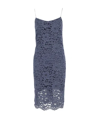 Iris & Ink Lace Midi Dress In Navy Blue Cotton In Blue