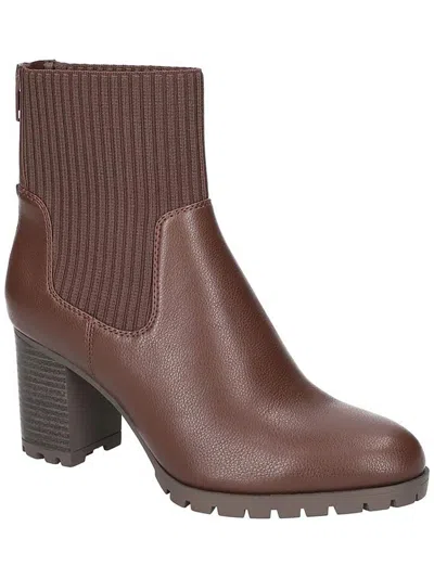 Easy Street Lucia Womens Faux Leather Zip Up Ankle Boots In Brown