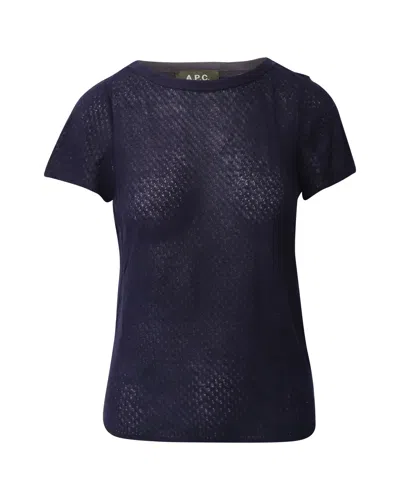 Apc A. P.c. Crew Neck T-shirt In Navy Blue Tencel In Blue