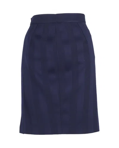 Mugler Thierry  Stripe Skirt In Blue Wool In Blue