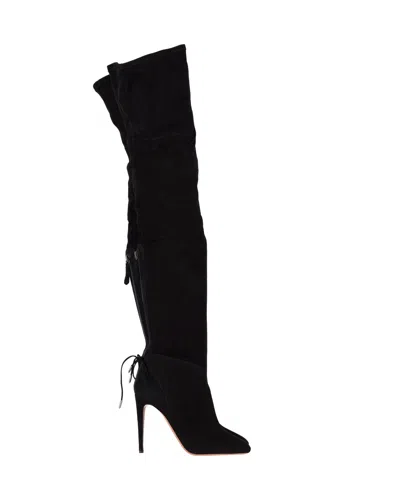 Aquazzura Giselle Over-the-knee Boots In Black Suede In Black