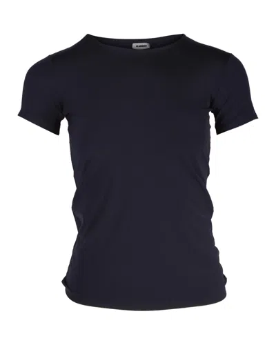 Jil Sander Short Sleeve T-shirt In Navy Polyester In Blue